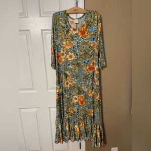 Elegant Floral Long Sleeve Maxi Dress